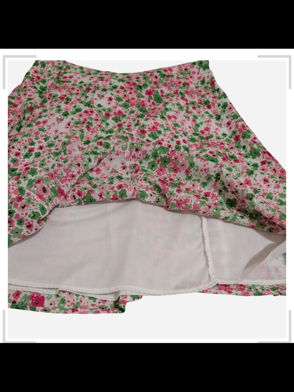Pre-owned Dress Barn Pink and Green Floral Skater Skirt - Picture 5 of 8